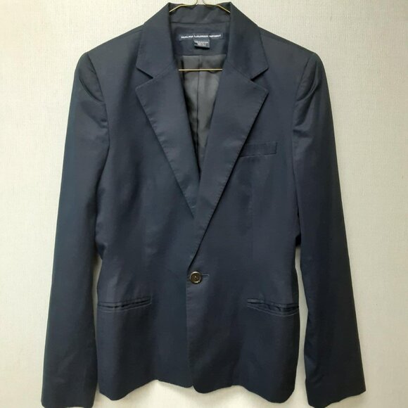 RALPH LAUREN SPORT Navy Blue 100% Cotton one button blazer Women's size 10 - Picture 2 of 13